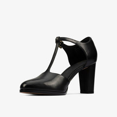 Kaylin 85 T Bar Black Leather