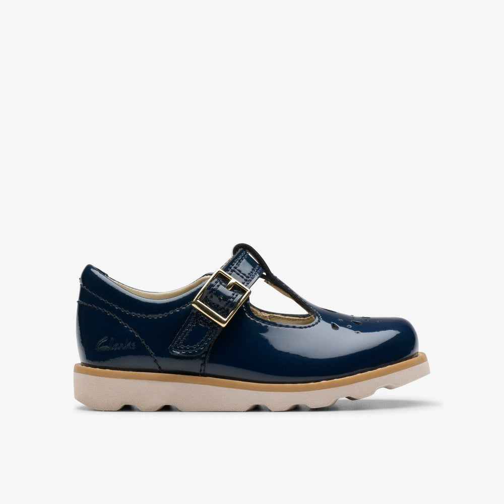 Crown Print Toddler Navy Patent