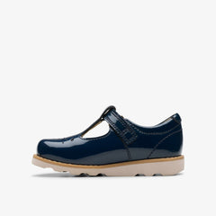 Crown Print Toddler Navy Patent