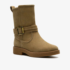 Nella Mid Dark Sand Suede