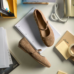 Livia Stud Walnut Suede