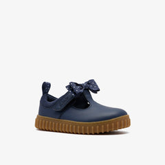 Cove Bow Toddler Navy Leather
