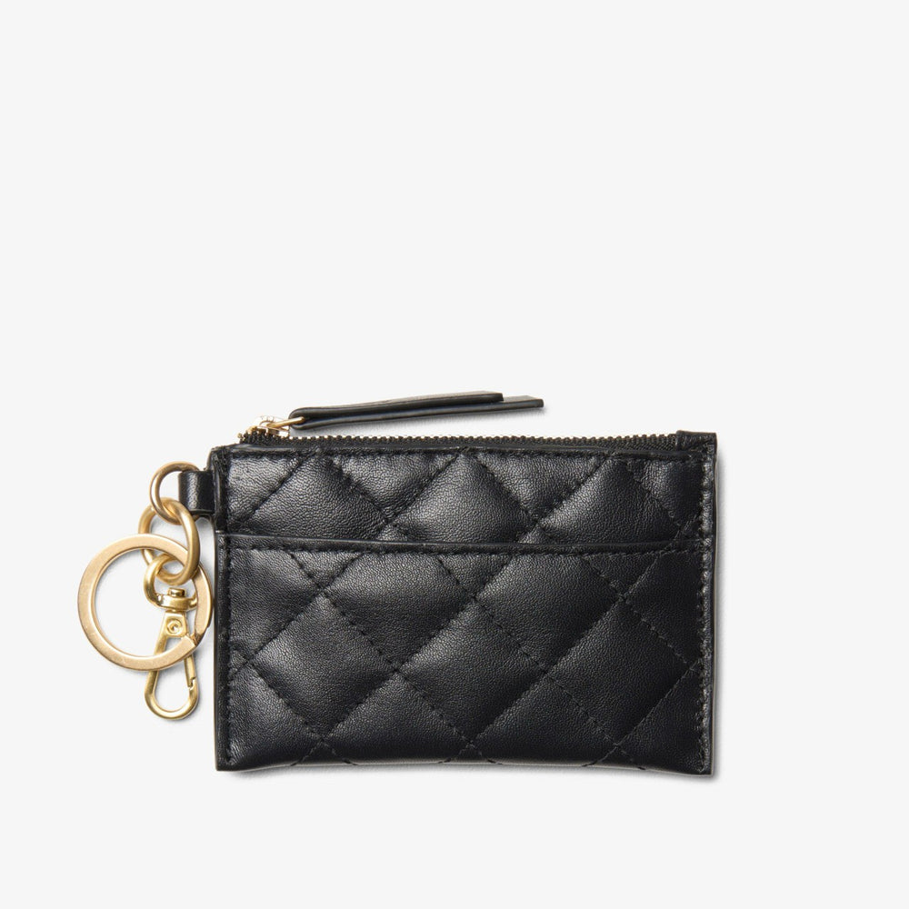 Quilted Card Black Leather