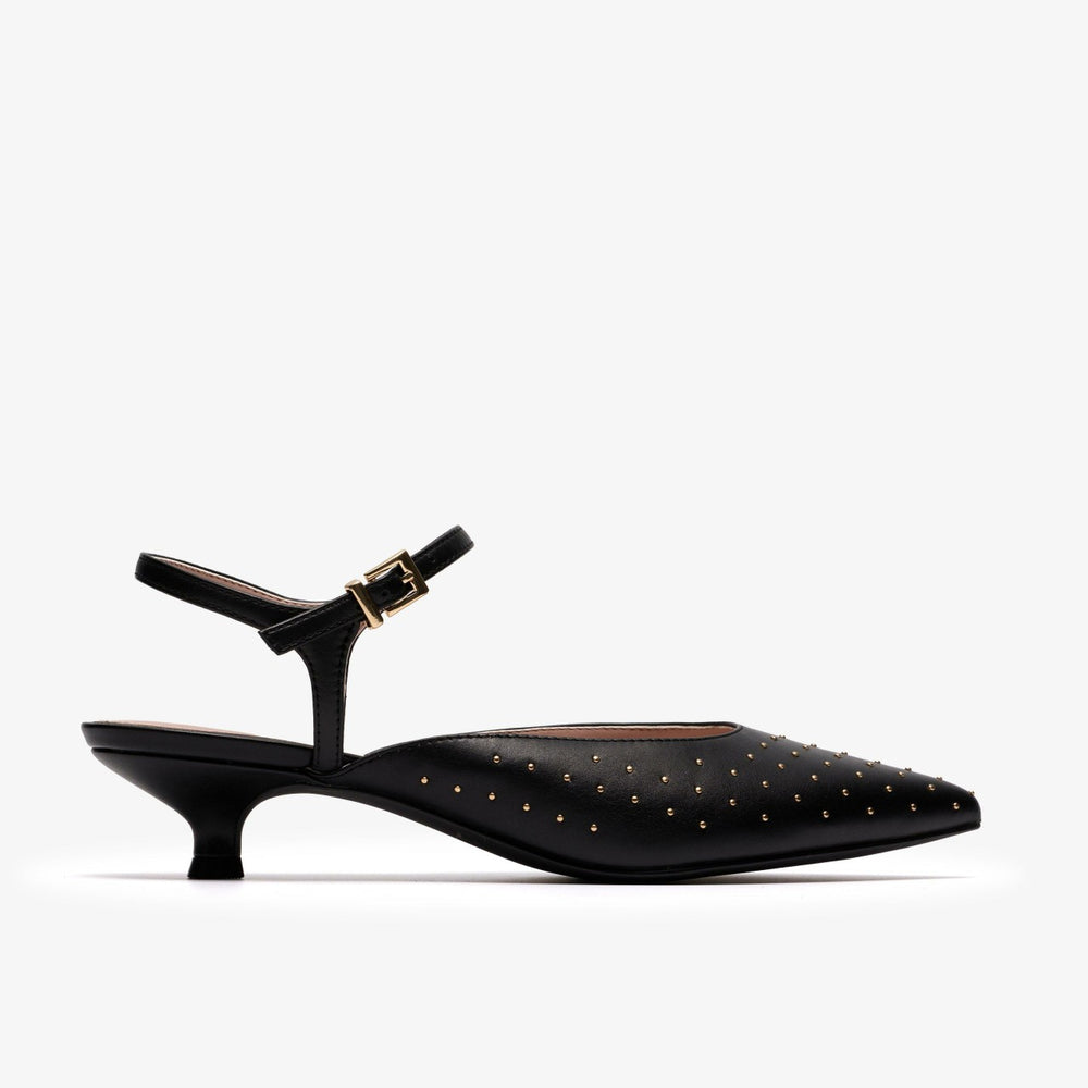 Pisa Stud Black Leather