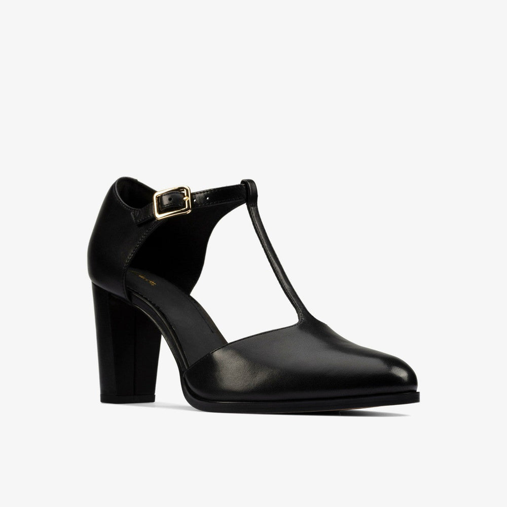Kaylin 85 T Bar Black Leather