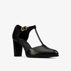 Kaylin 85 T Bar Black Leather