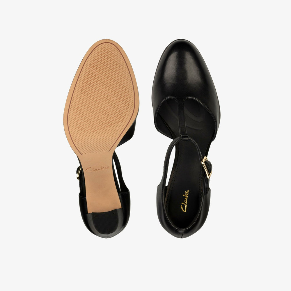 Kaylin 85 T Bar Black Leather