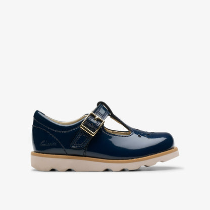 Crown Print Toddler Navy Patent
