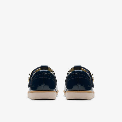 Crown Print Toddler Navy Patent