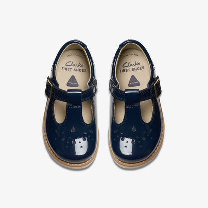 Crown Print Toddler Navy Patent