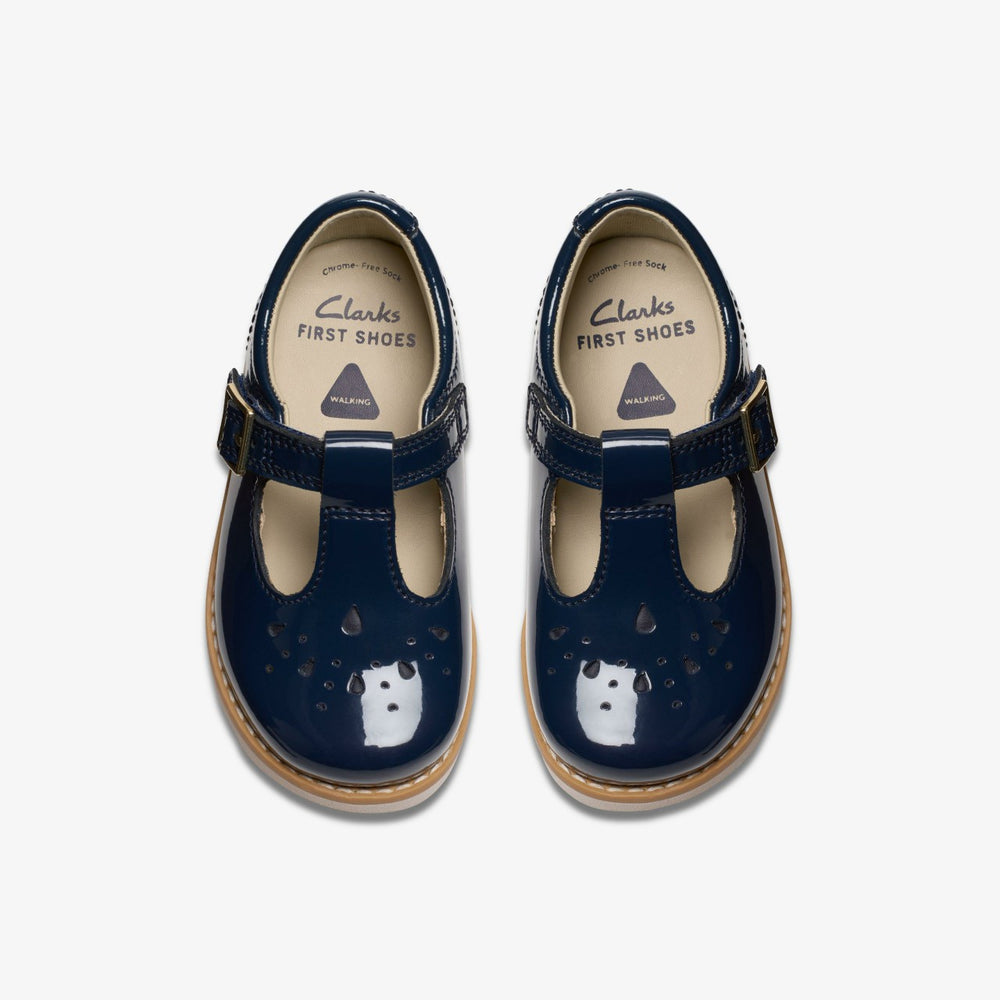 Crown Print Toddler Navy Patent