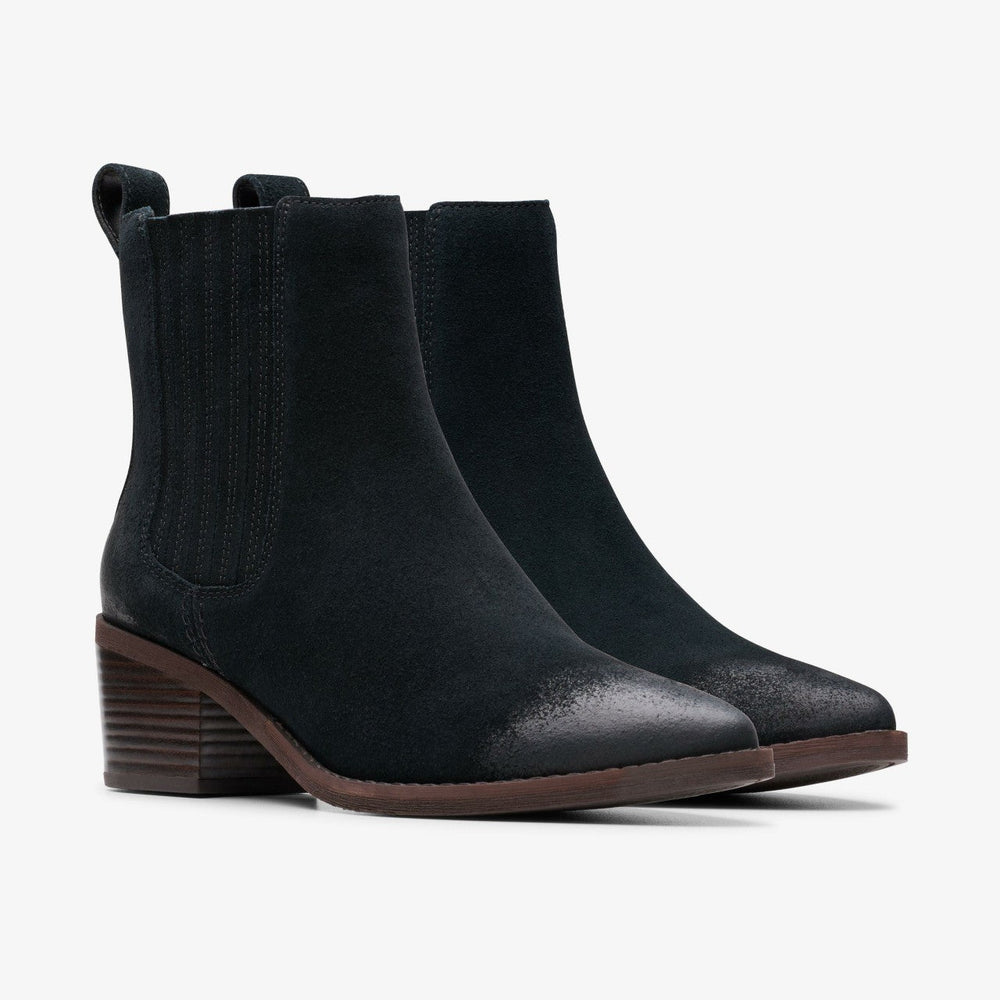 Morzine Top Ankle Boot Black Suede