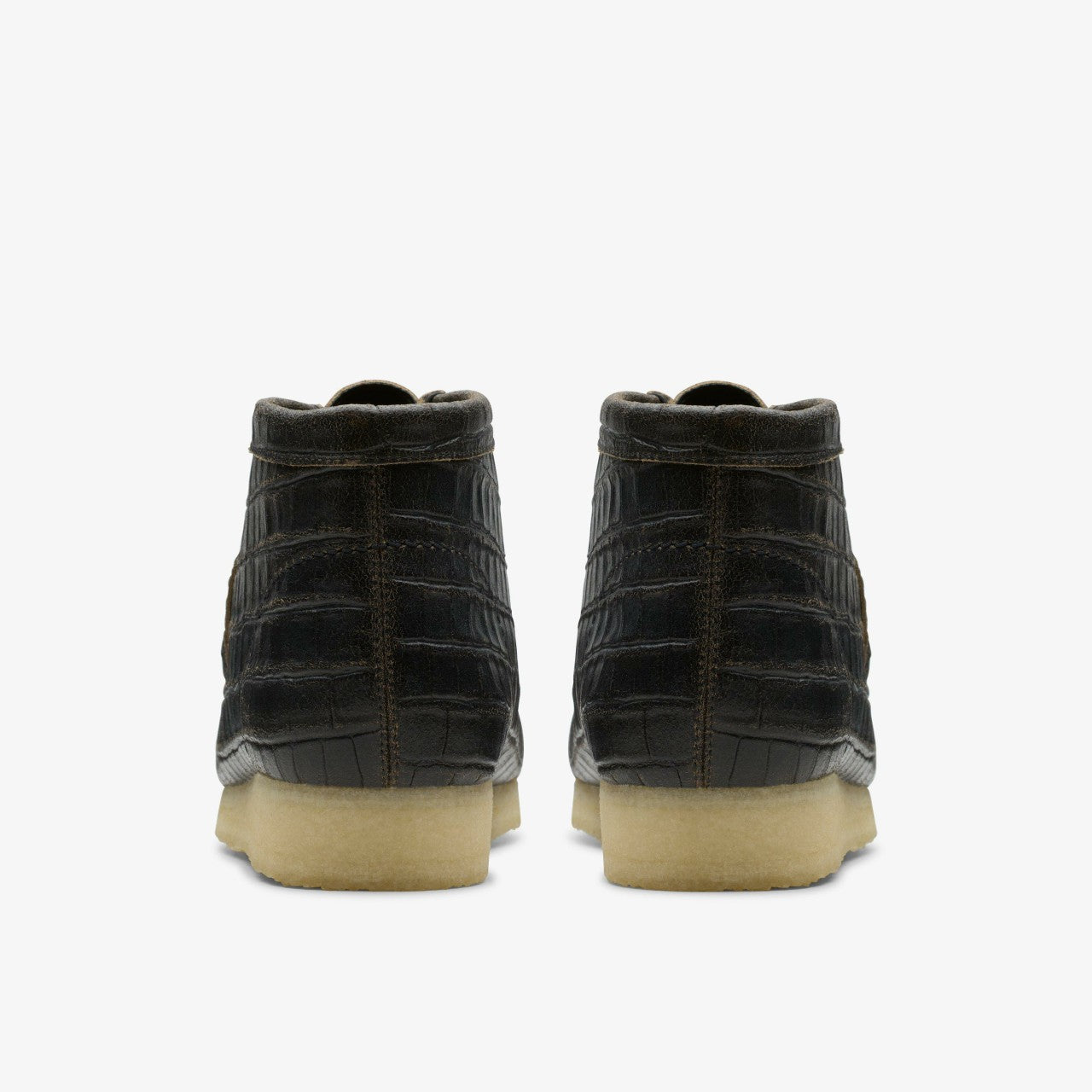 Wallabee Boot Black Crocodile Distress