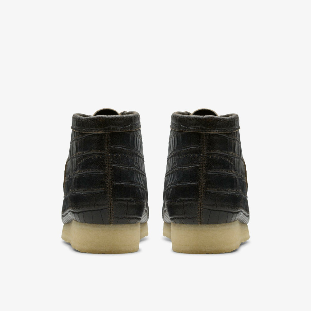 Wallabee Boot Black Crocodile Distress