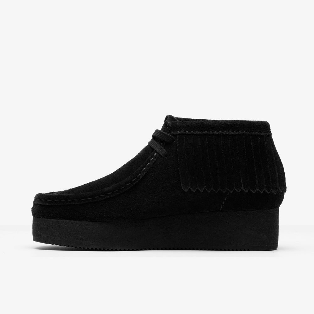 Wallabee Wedge Fringe Black Suede