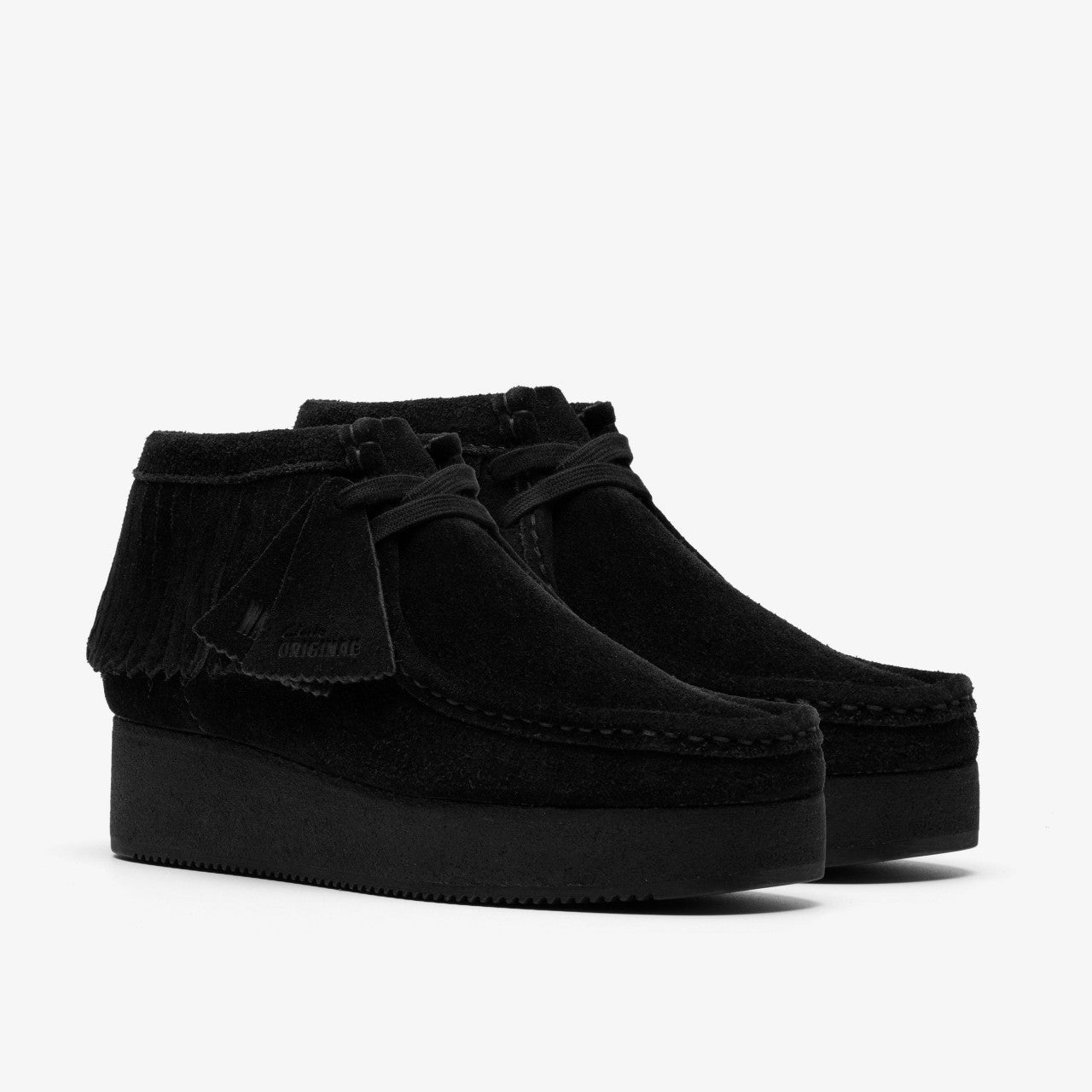 Wallabee Wedge Fringe Black Suede