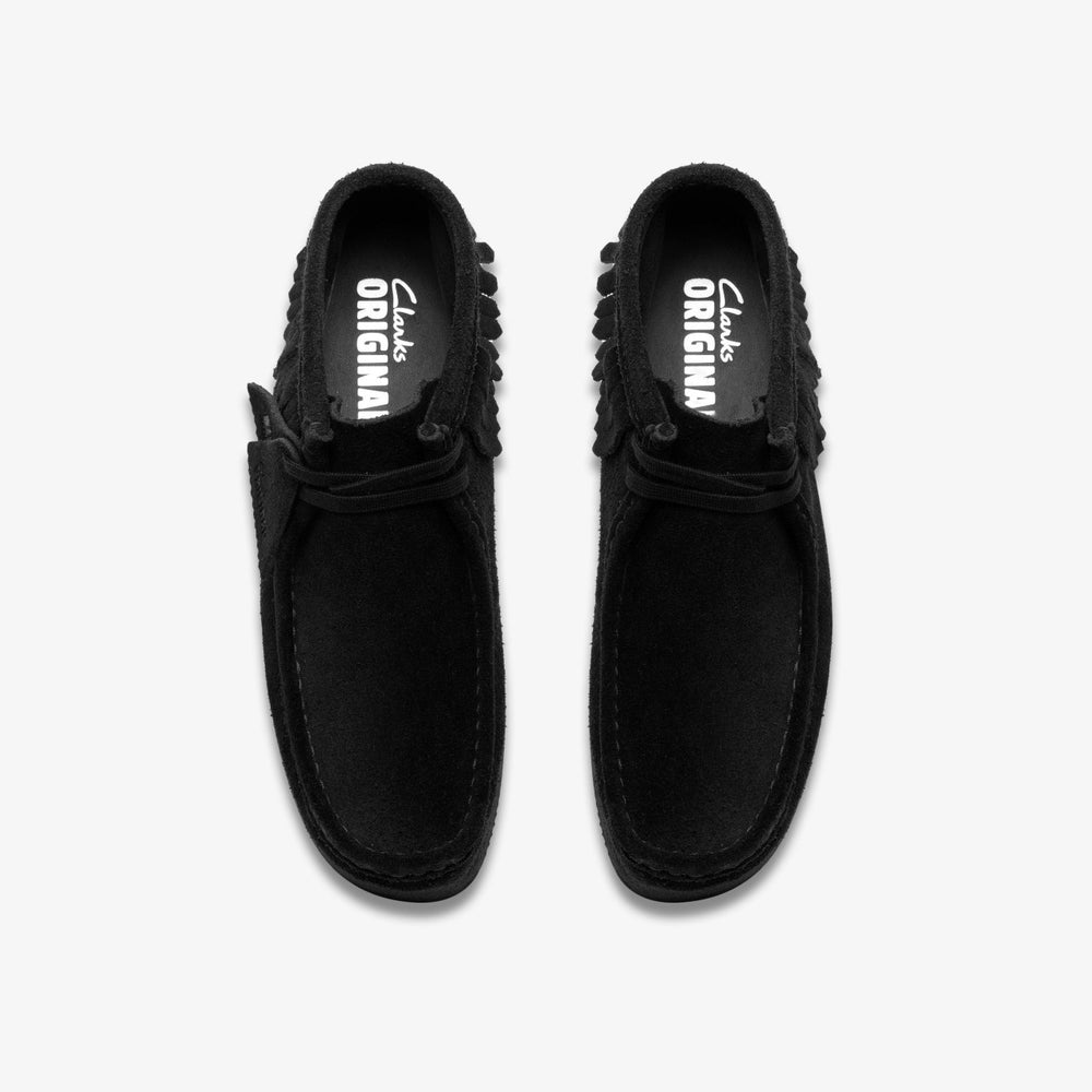Wallabee Wedge Fringe Black Suede