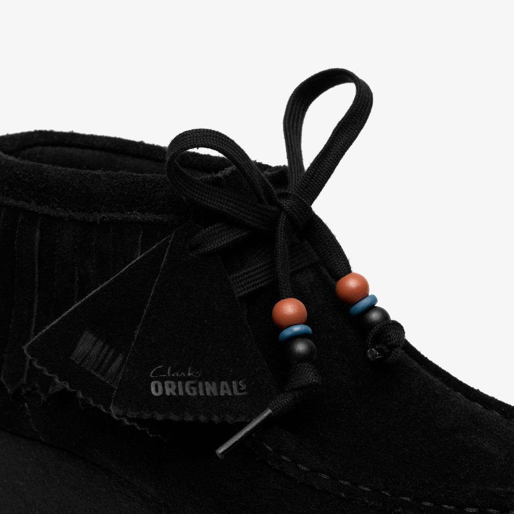 Wallabee Wedge Fringe Black Suede