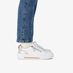 Hollyhock Zip Silver Combination Leather