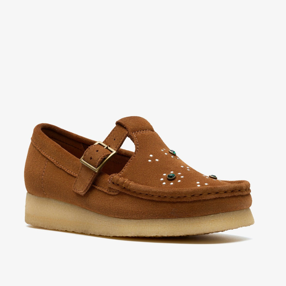 Wallabee T Bar Brown/Orange Suede