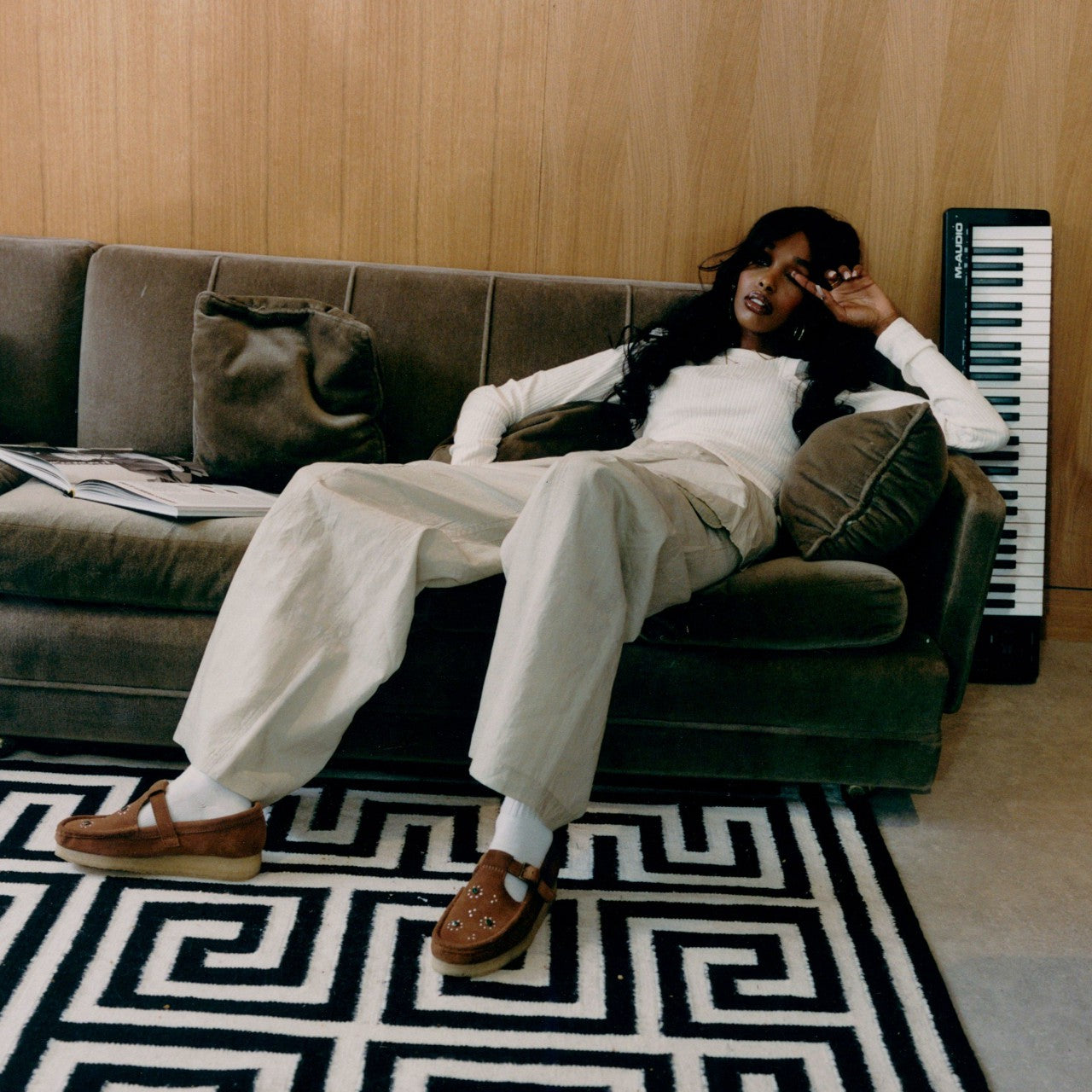 Wallabee T Bar Brown/Orange Suede