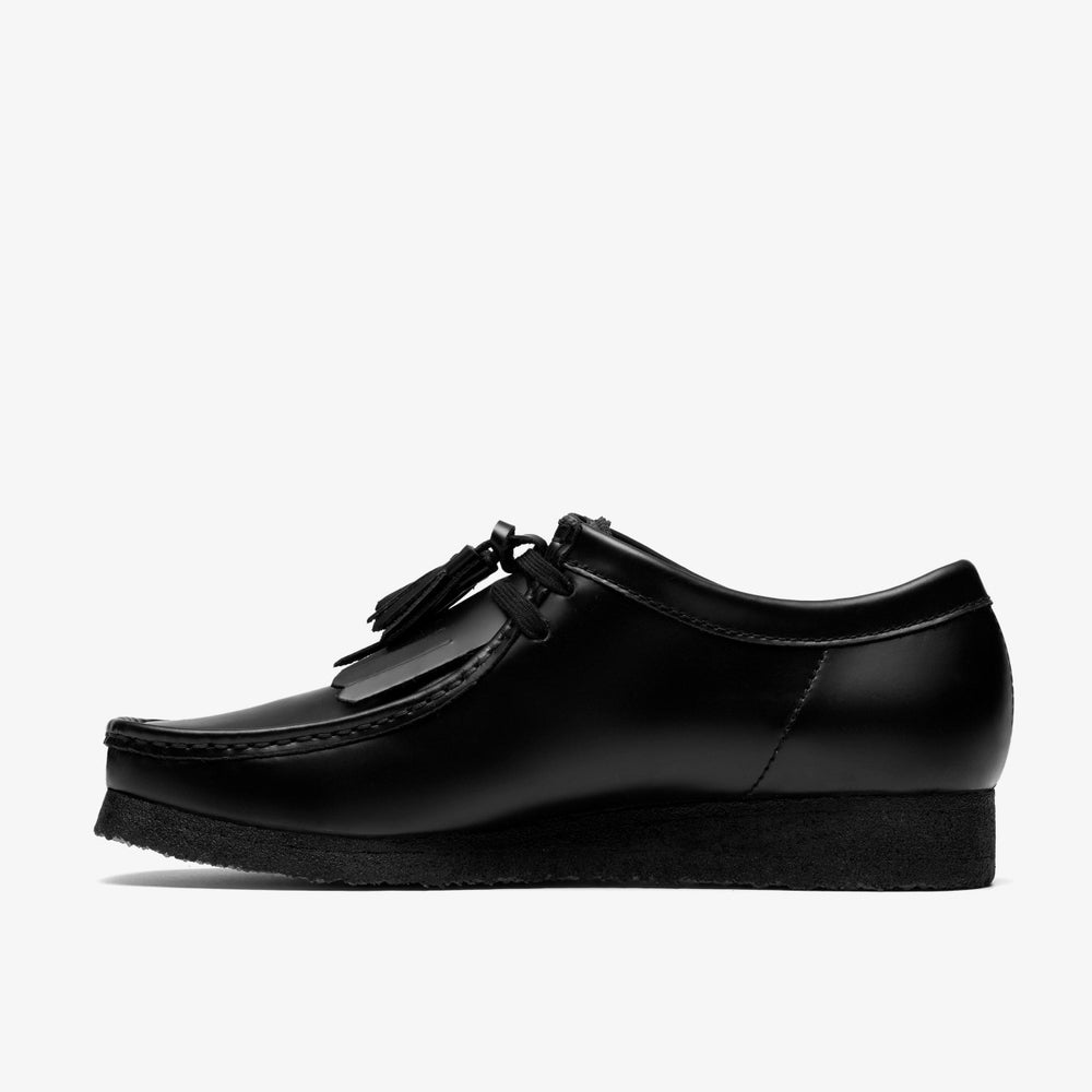 Wallabee Black Hi Shine Leather