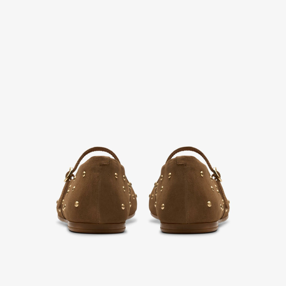 Livia Stud Walnut Suede