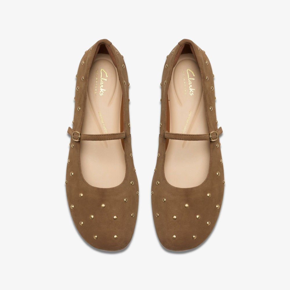 Livia Stud Walnut Suede