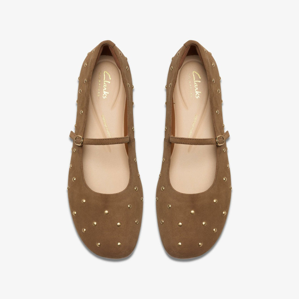 Livia Stud Walnut Suede