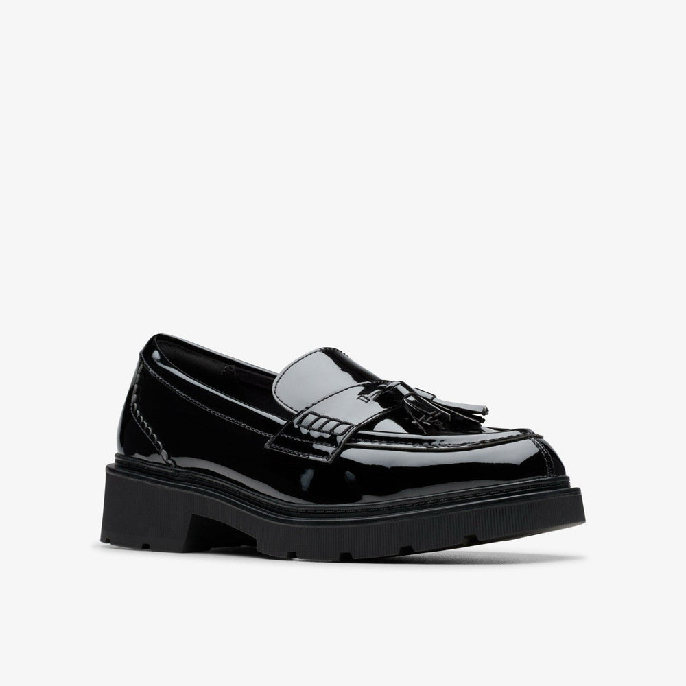 Lauryl Tassel Black Patent