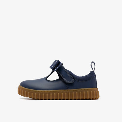 Cove Bow Toddler Navy Leather