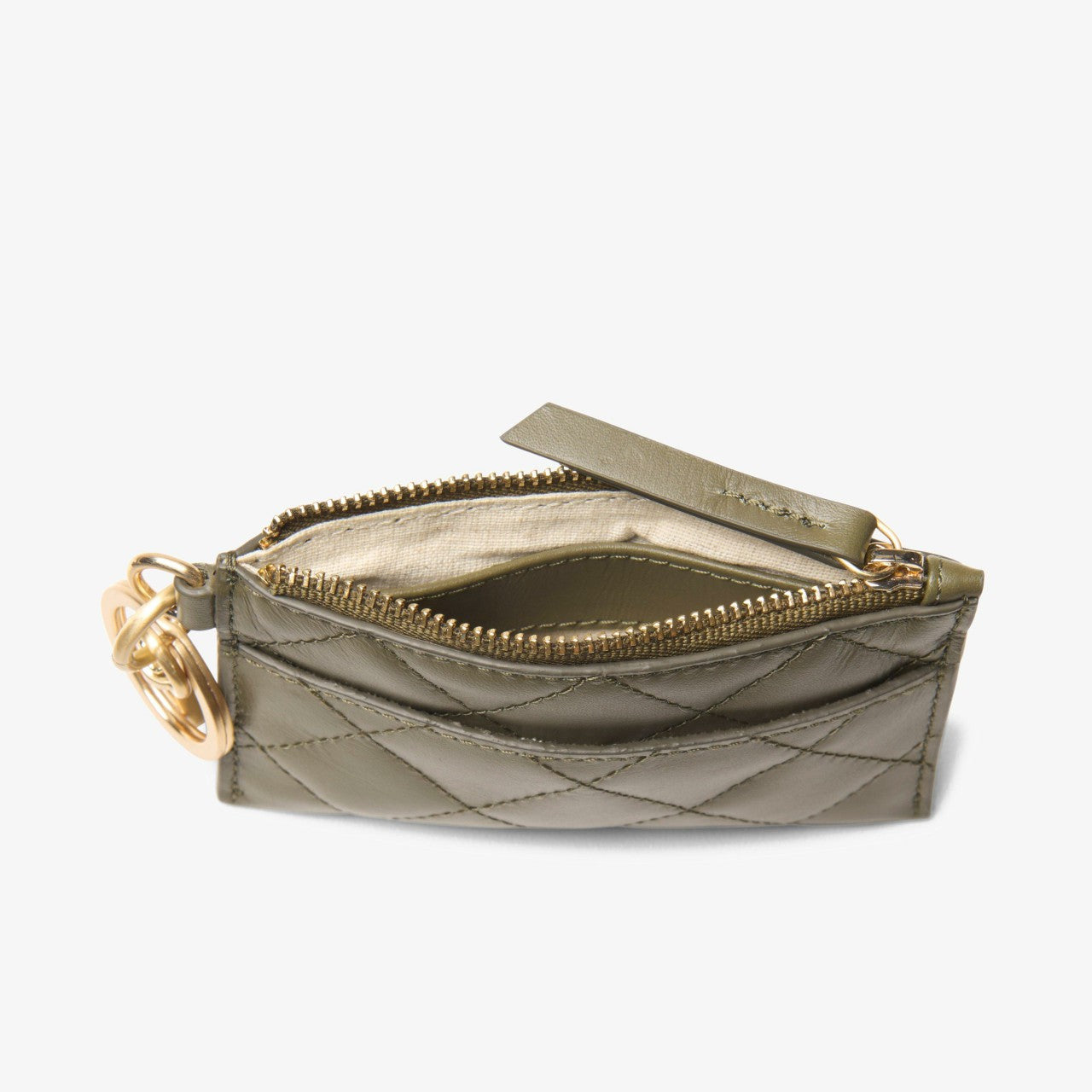 Quilted Card Olive Leather
