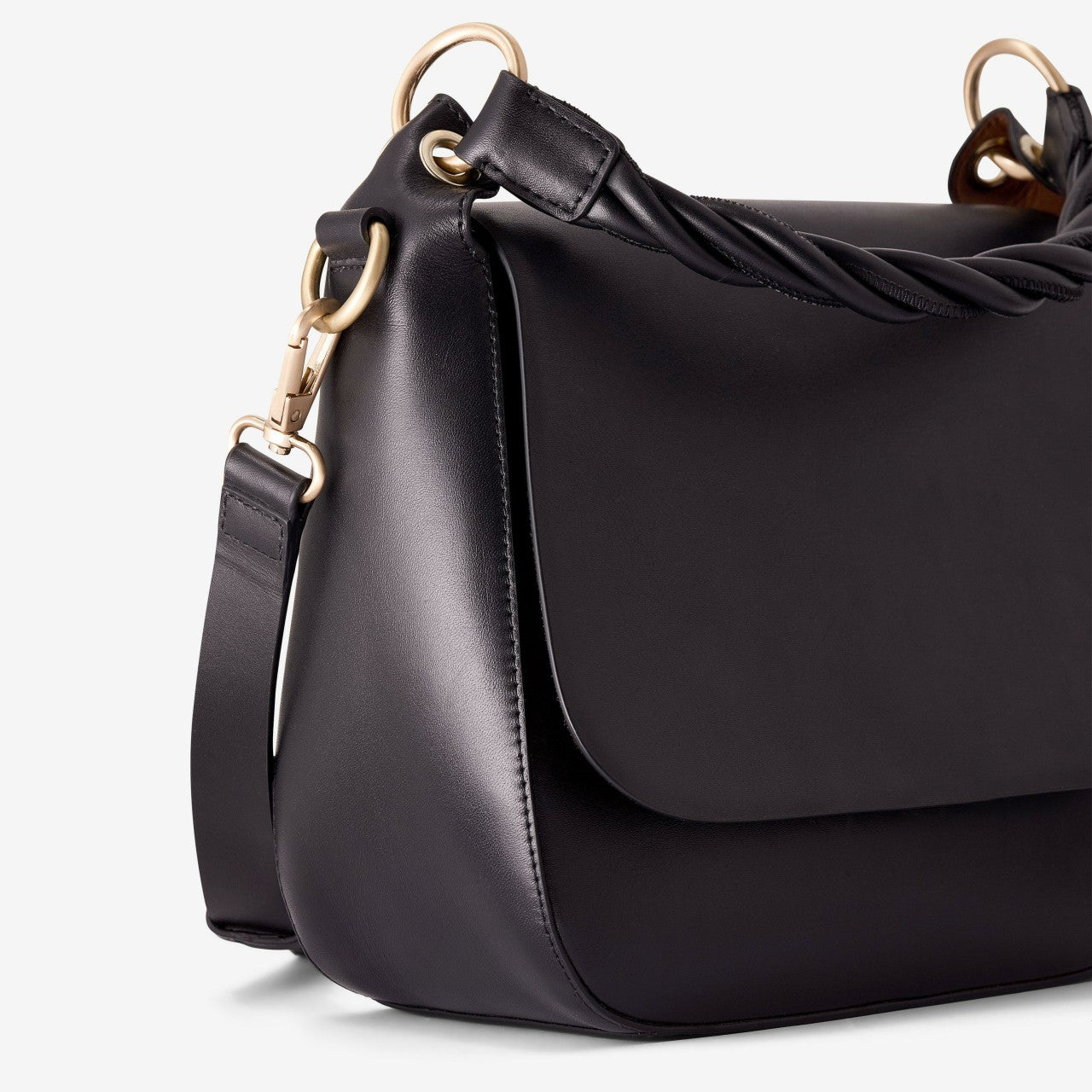 Twist Midi Black Leather