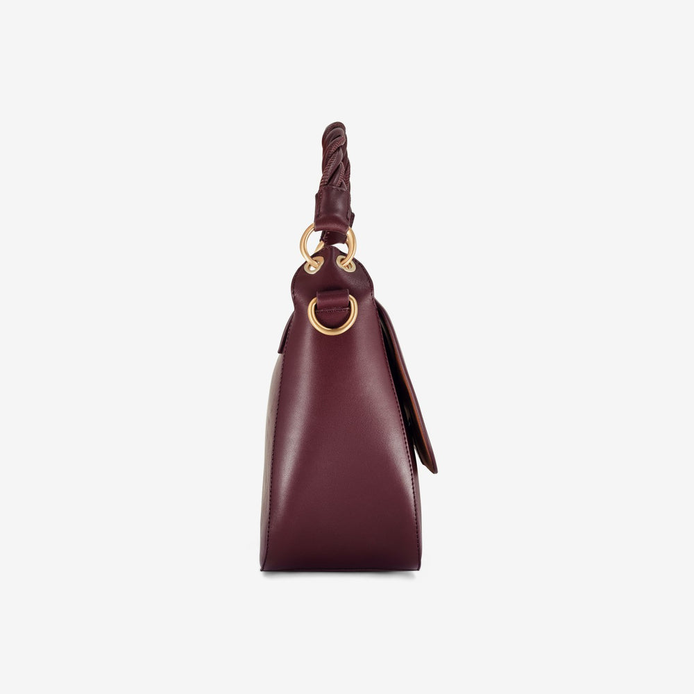 Twist Midi Burgundy Leather