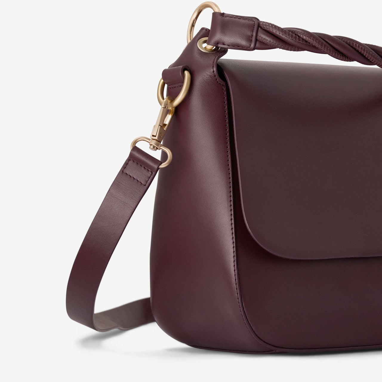 Twist Midi Burgundy Leather