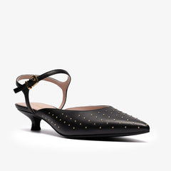 Pisa Stud Black Leather