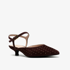 Pisa Stud Brown Suede