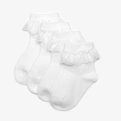 Frilly Socks 4 Pack White 0-6 Months White