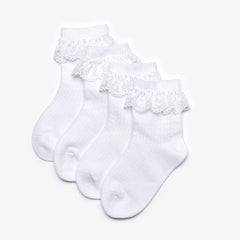 Frilly Socks White 4 Pack 1-2 Years White