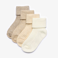 Beige Socks 4 Pack 6-12 months Beige Combination